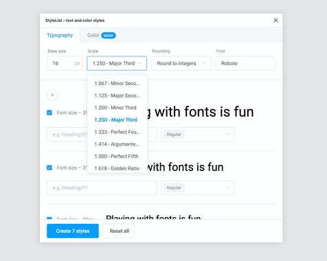 Stylelist: plugin de Figma para criação rápida de estilos de textos e cores