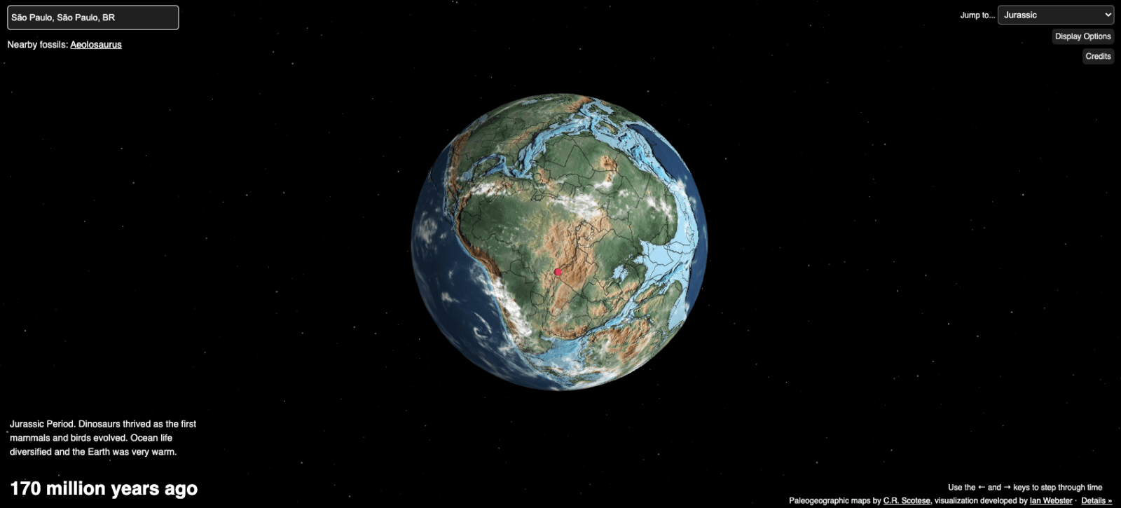 Mapa Interativo permite ver a evolução do planeta ao longo das eras geológicas