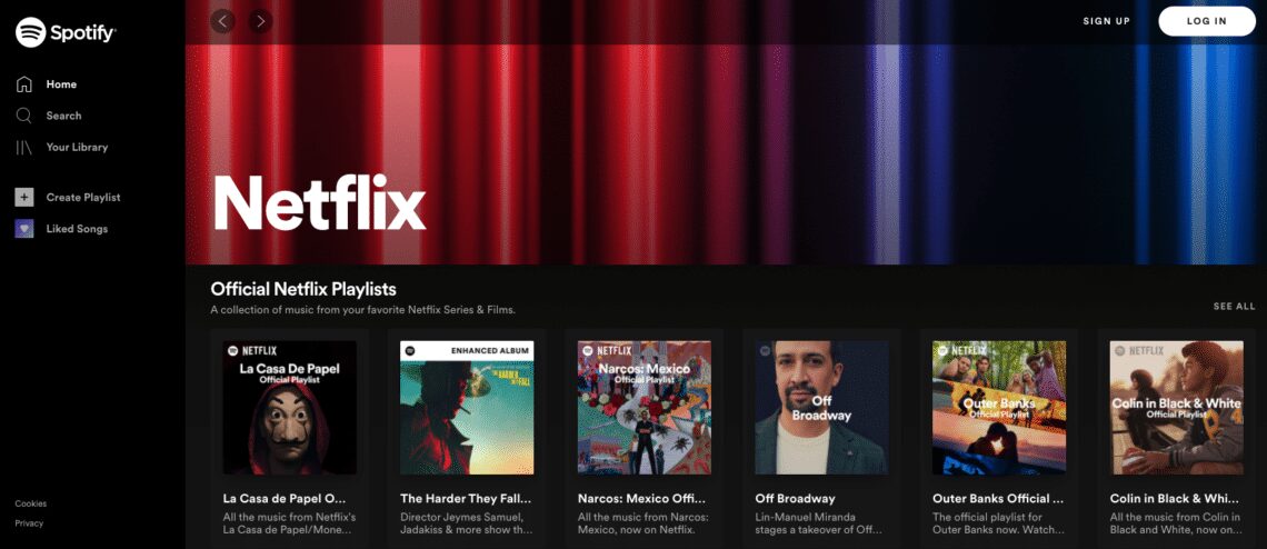 Spotify lança um hub com todas as músicas de filmes e séries da Netflix